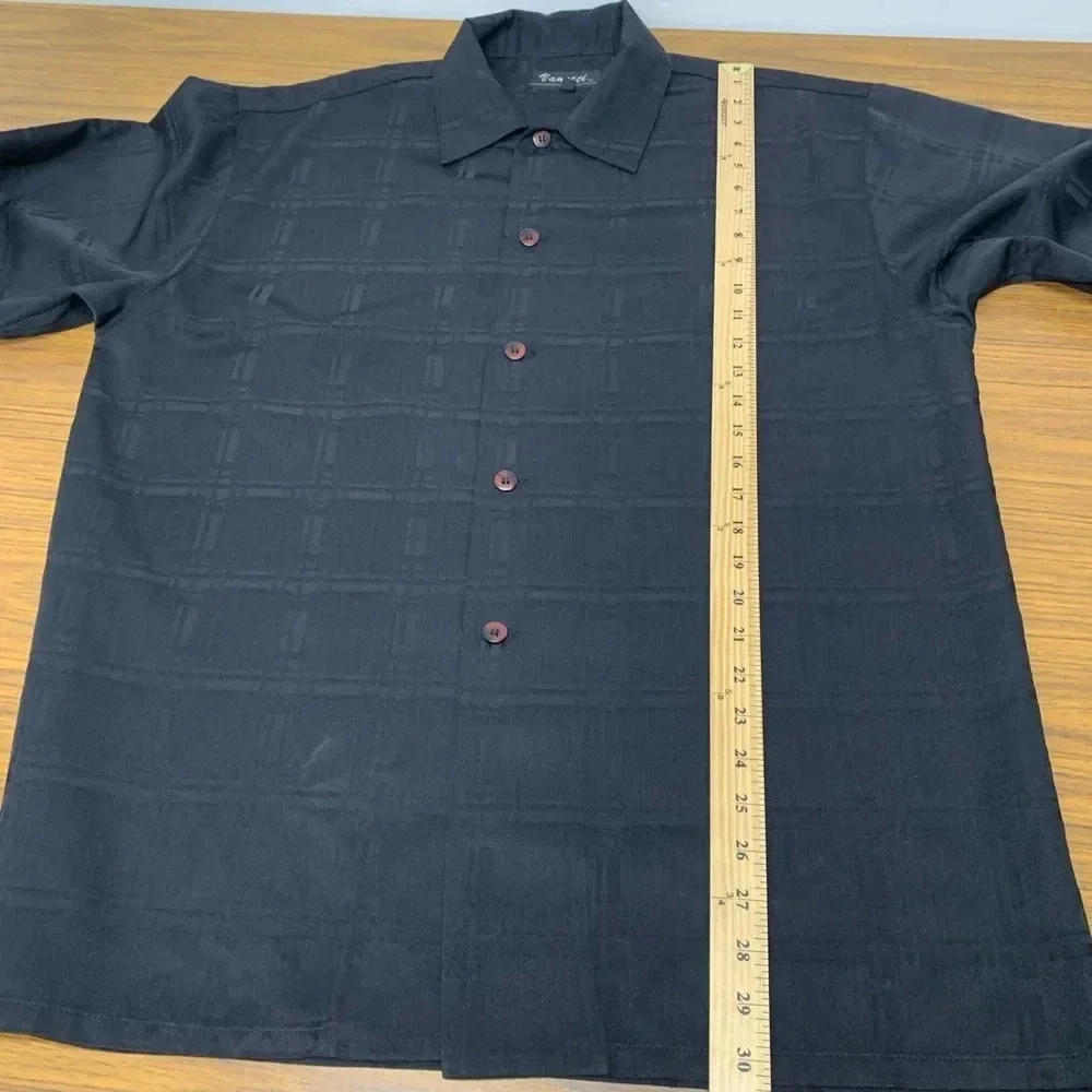 Mens Black Shirt L/36 Vanetti‎ Button Front H47